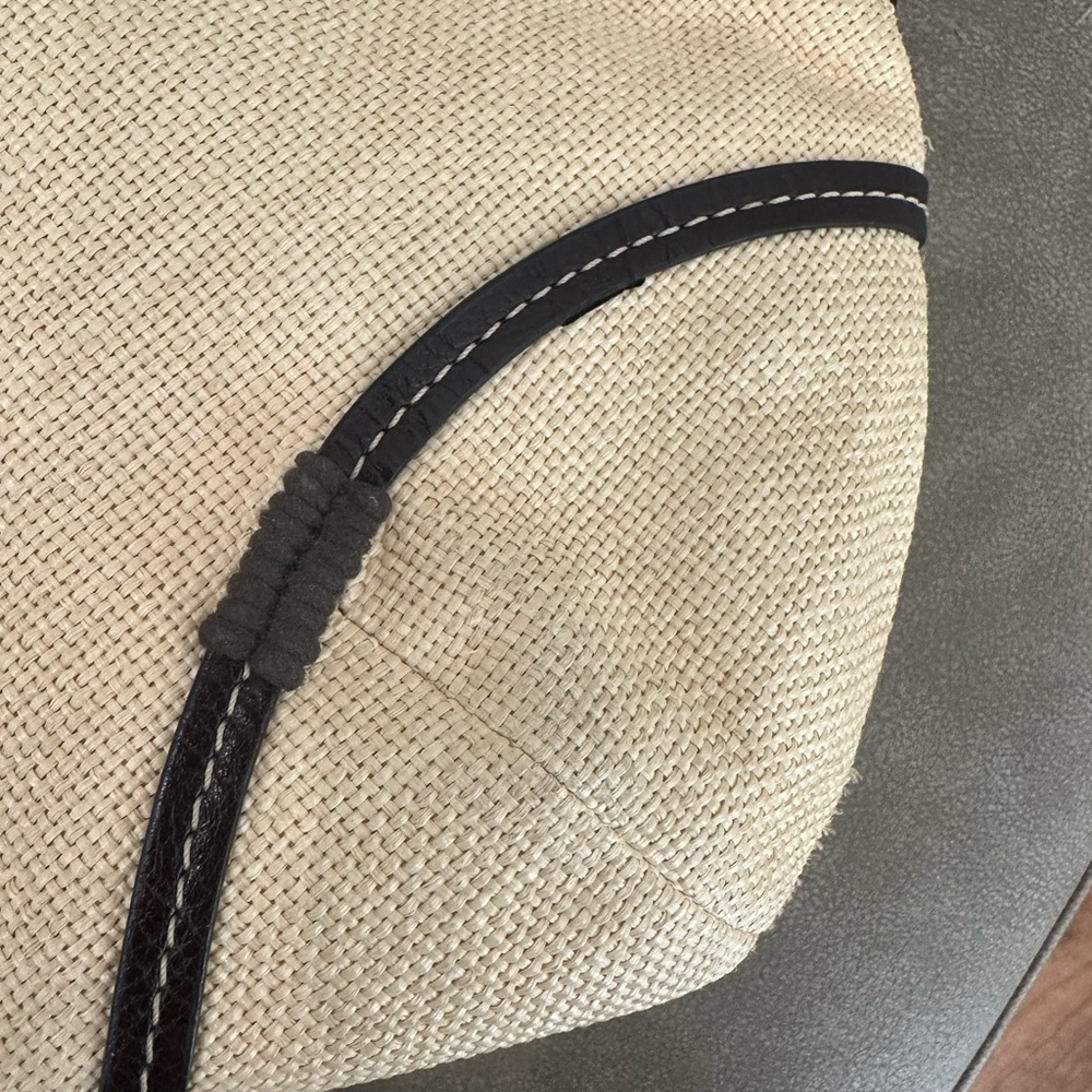 COACH Purse Shoulder Bag 4711 Angora Straw Burlap Beige w/ Genuine Brown Leather - Picture 13 of 14